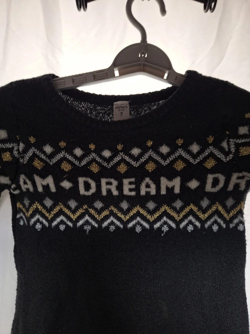 Carter's Black Knit Dress with 'DREAM'
